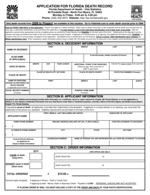 Florida Death Record Application