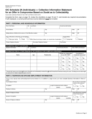 Michigan OIC Schedule 2A Form