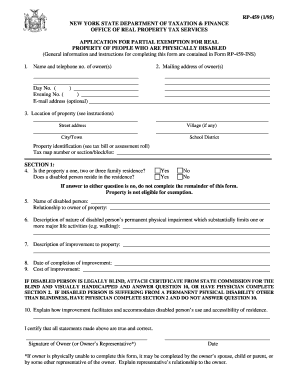 New York Disabled Property Tax Exemption Application
