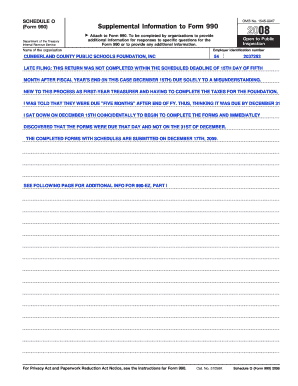 Schedule O (Form 990) Supplemental Information