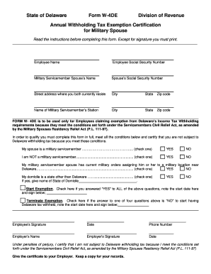 Delaware Form W-4DE