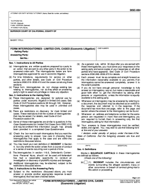 Form Interrogatories Limited Civil Cases