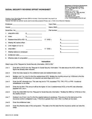Wisconsin Worker's Compensation Social Security Reverse Offset Worksheet