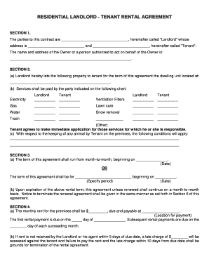 Residential Landlord Tenant Rental Agreement