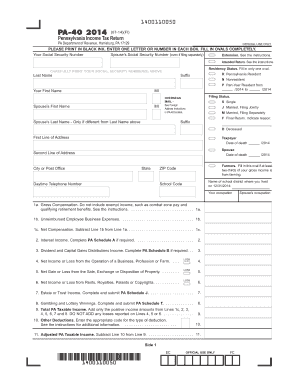 Pennsylvania Income Tax Return Form PA-40