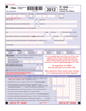 Ohio IT 1040 Individual Income Tax Return