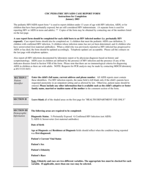 CDC Pediatric HIV/AIDS Case Report Form