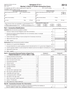 Connecticut Schedule CT K-1 2013