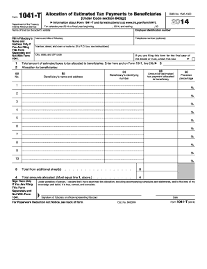 IRS Form 1041-T Allocation of Estimated Tax Payments