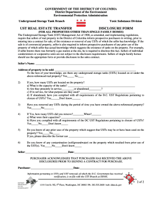 DC UST Real Estate Transfer Disclosure Form