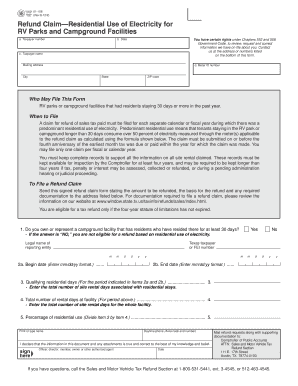 Texas RV Park Electricity Refund Claim Form
