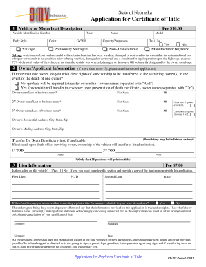 Nebraska Vehicle Title Application