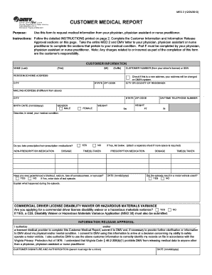 Virginia Customer Medical Report MED 2