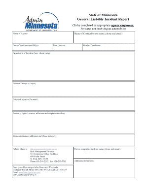 Minnesota General Liability Incident Report