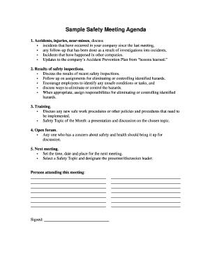 Sample Safety Meeting Agenda