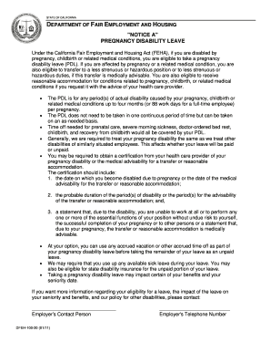 California Pregnancy Disability Leave Notice