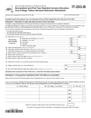 New York State Nonresident Income Allocation Form IT-203-B