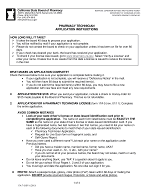 California Pharmacy Technician License Application