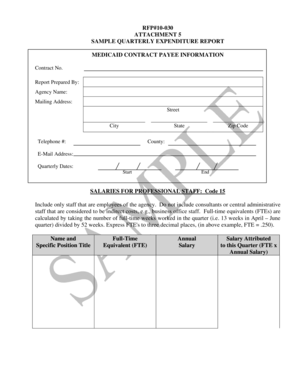 Medicaid Contract Quarterly Expenditure Report