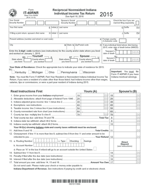 Indiana IT-40RNR Nonresident Income Tax Return