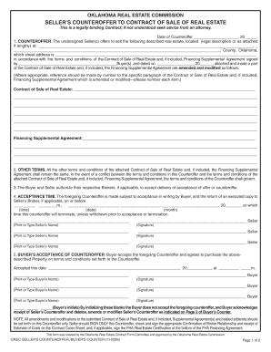 Oklahoma Seller's Counteroffer to Contract of Sale of Real Estate