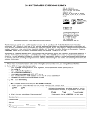 2014 Integrated Screening Survey