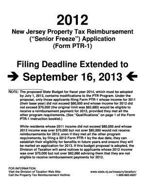 New Jersey Property Tax Reimbursement Application