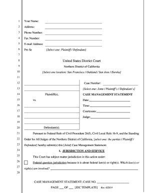 Case Management Statement