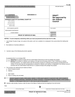 California Proof of Service by Mail Form FL-335