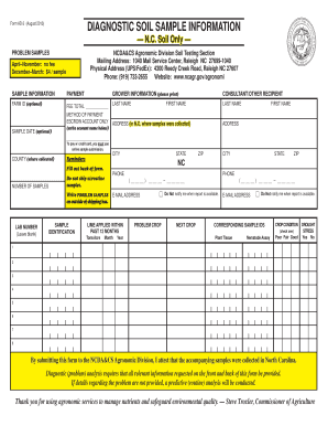North Carolina Diagnostic Soil Sample Form