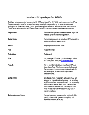 EPA Payment Request Form 190-F-04-001