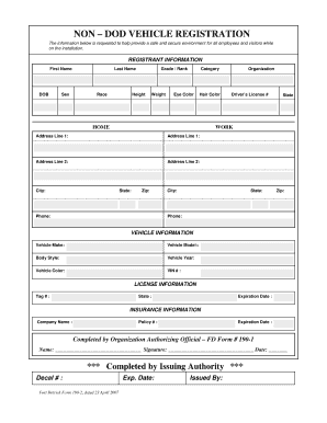 Non-DOD Vehicle Registration Form