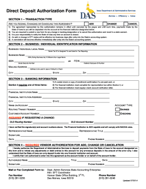 Direct Deposit Authorization Form