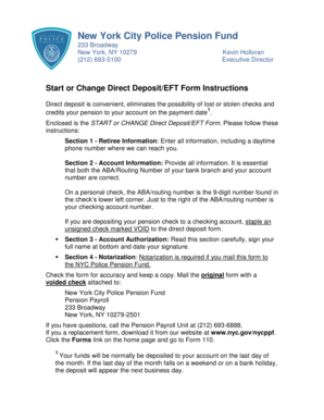 NYC Police Pension Fund Direct Deposit Form