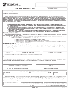 Election of Hospice Care Form