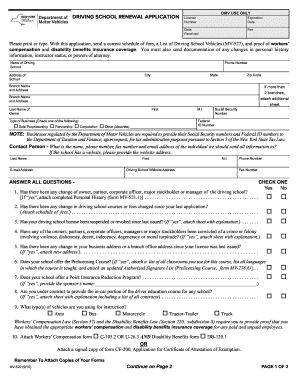 New York Driving School Renewal Application
