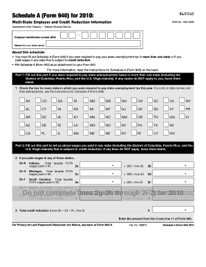 Schedule A (Form 940) for 2010
