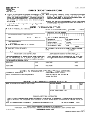 US Federal Direct Deposit Sign-Up Form