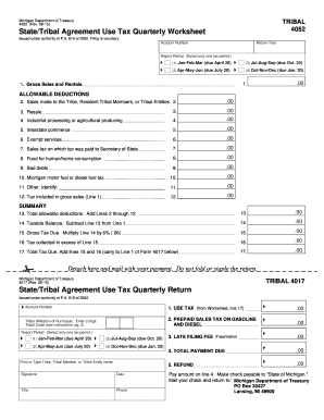 Michigan Tribal Use Tax Quarterly Worksheet