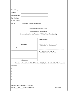Initial Disclosures Form