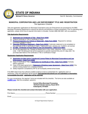 Indiana Title and Registration Application
