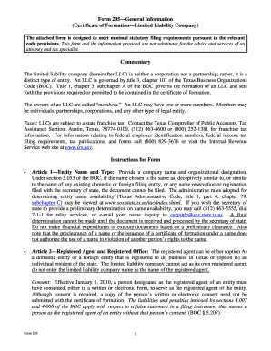 Texas LLC Certificate of Formation