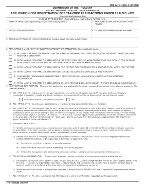 TTB Tax-Free Firearms and Ammunition Registration
