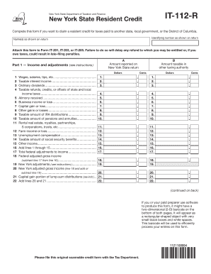 New York State Resident Credit Form IT-112-R