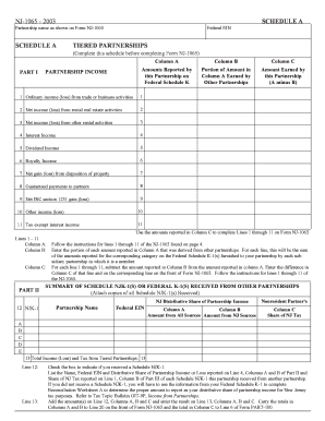 NJ-1065 Schedule A - Tiered Partnerships