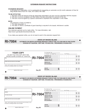 Rhode Island Tax Extension Request Form