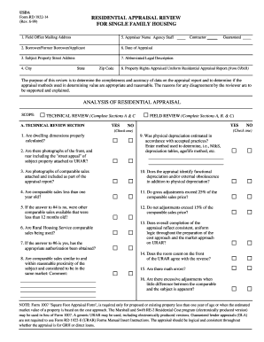 USDA Residential Appraisal Review Form