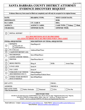 Santa Barbara County Evidence Discovery Request