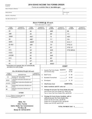 Idaho Income Tax Forms Order