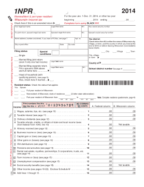 Wisconsin 1NPR Tax Form 2014
